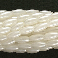 Bead, Japanese Acrylic Pearl, 3x6 mm - Whitel strung on 60" strand