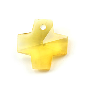 Pendant, Helenski Crystal 14mm Cross - Topaz