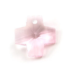 Pendant, Helenski Crystal 14mm Cross - Light Rose