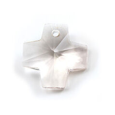 Pendant, Helenski Crystal 14mm Cross - Pale Rose