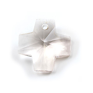 Pendant, Helenski Crystal 14mm Cross - Pale Rose