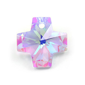 Pendant, Helenski Crystal 14mm Cross - Lavender AB