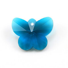 Pendant, Helenski Crystal 12x15mm Butterfly - Blue Zircon