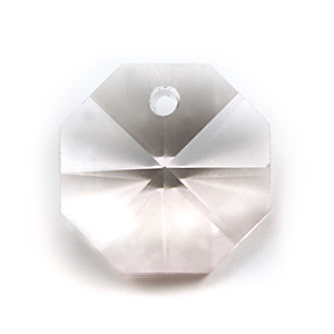 Pendant, Helenski Crystal 14mm Octagon - Pale Pink