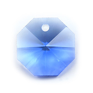 Pendant, Helenski Crystal 14mm Octagon - Light Sapphire
