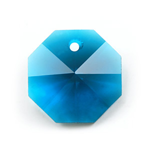 Pendant, Helenski Crystal 14mm Octagon - Blue Zircon