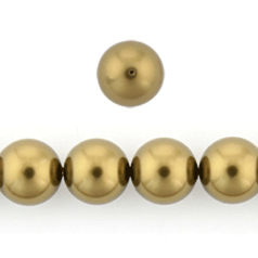Swarovski Crystal Art.5810 10mm Round Pearl (hole size:0.9mm) - Antique Brass