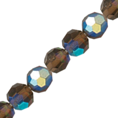 Bead, Preciosa Czech Crystal, 4mm Round - Smoke Topaz AB  (Hole Size 0.9mm)