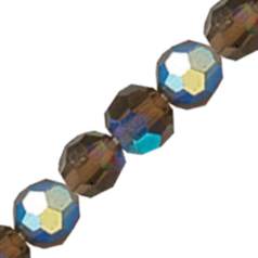 Bead, Preciosa Czech Crystal, 6mm Round - Smoke Topaz AB (Hole Size 1.2mm)