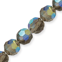 Bead, Preciosa Czech Crystal, 6mm Round - Black Diamond AB (Hole Size 1.2mm)