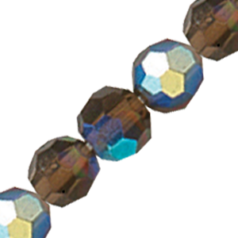 Bead, Preciosa Czech Crystal, 8mm Round - Smoke Topaz AB (Hole Size 1.5mm)
