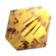 Bead, Preciosa Czech Crystal, 3mm Bicone - Topaz (Hole Size 0.85mm)