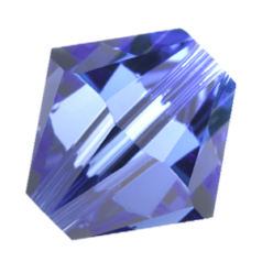 Bead, Preciosa Czech Crystal, 3mm Bicone - Sapphire (Hole Size 0.85mm)