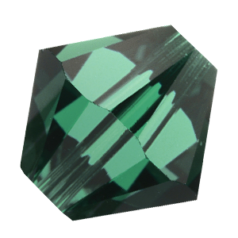 Bead, Preciosa Czech Crystal, 3mm Bicone - Emerald (Hole Size 0.85mm)
