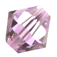 Bead, Preciosa Czech Crystal, 3mm Bicone - Light Amethyst (Hole Size 0.85mm)