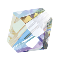 Bead, Preciosa Czech Crystal, 4mm Bicone - Crystal AB (HC) (Hole Size 0.9mm)