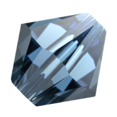 Bead, Preciosa Czech Crystal, 4mm Bicone - Montana Sapphire (Hole Size 0.9mm)