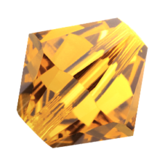 Bead, Preciosa Czech Crystal, 5mm Bicone - Topaz (Hole Size 1.2mm)