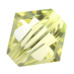 Bead, Preciosa Czech Crystal, 5mm Bicone - Jonquil (Hole Size 1.2mm)