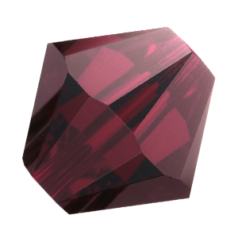 Bead, Preciosa Czech Crystal, 5mm Bicone - Garnet (Hole Size 1.2mm)