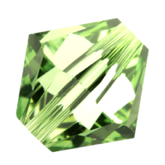 Bead, Preciosa Czech Crystal, 5mm Bicone - Peridot (Hole Size 1.2mm)