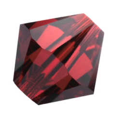 Bead, Preciosa Czech Crystal, 6mm Bicone - Siam (Hole Size 1.2mm)