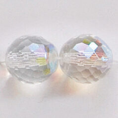 Bead, Czech firepolish, 12mm Multi Faceted Round AB, CRYSTAL
