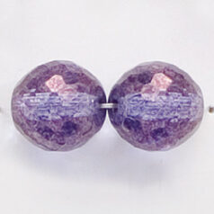 Bead, Czech firepolish, 12mm half coat lustre Multi Faceted Round, LAVENDER