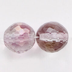 Bead, Czech firepolish, 12mm two coat lustre Multi Faceted Round, PINK/GREEN