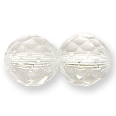 Bead, Czech firepolish, 14mm round faceted, CRYSTAL