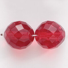 Bead, Czech firepolish, 14mm round faceted, SIAM RUBY
