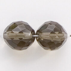 Bead, Czech firepolish, 14mm round faceted, BLACK DIAMOND