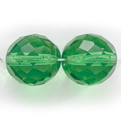 Bead, Czech firepolish, 14mm round faceted, LIGHT PERIDOT
