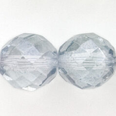 Bead, Czech firepolish, 14mm round faceted lustre, LIGHT GREY