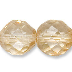 Bead, Czech firepolish, 14mm round faceted lustre, LIGHT AMBER