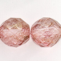 Bead, Czech firepolish, 14mm round faceted lustre, TERRACOTTA