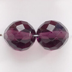 Bead, Czech firepolish, 14mm round faceted, AMETHYST