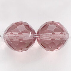 Bead, Czech firepolish, 14mm round faceted, LIGHT AMETHYST