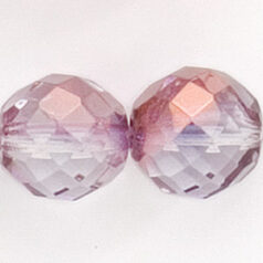 Bead, Czech firepolish, 14mm round faceted half coat lustre, AMETHYST BROWN