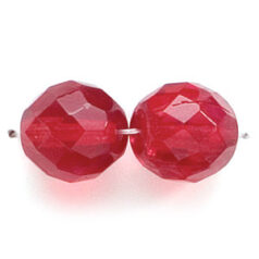 Bead, Czech firepolish, 12mm round faceted, SIAM RUBY