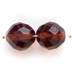 Bead, Czech firepolish, 12mm round faceted, DARK TOPAZ