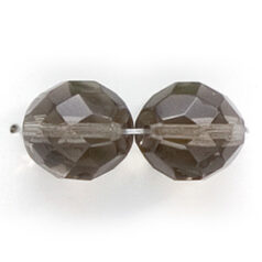 Bead, Czech firepolish, 12mm round faceted, BLACK DIAMOND