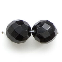 Bead, Czech firepolish, 12mm round faceted, JET