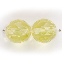 Bead, Czech firepolish, 12mm round faceted, JONQUIL