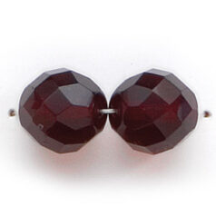 Bead, Czech firepolish, 12mm round faceted, GARNET RED