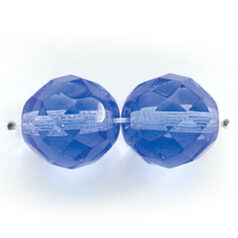 Bead, Czech firepolish, 12mm round faceted, SAPPHIRE