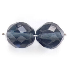 Bead, Czech firepolish, 12mm round faceted, MONTANA BLUE