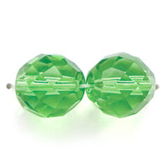 Bead, Czech firepolish, 12mm round faceted, CHARTREUSE