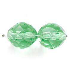 Bead, Czech firepolish, 12mm round faceted, PERIDOT