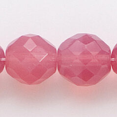 Bead, Czech firepolish, 12mm round faceted opal, LIGHT ROSE